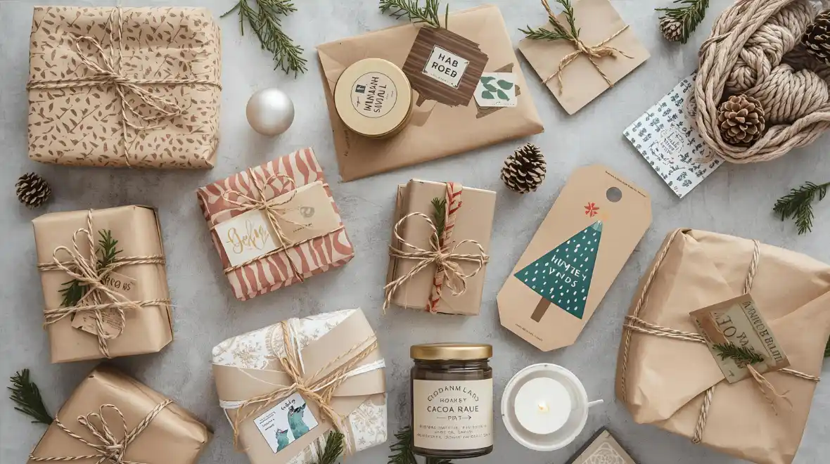 Affordable and Last-Minute Christmas Gifts affordable and last-minute christmas gifts flat lay candles cocoa jars and baskets