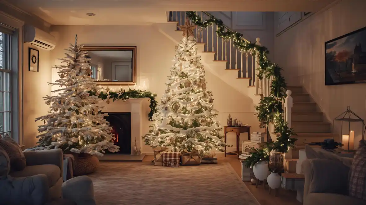 Festive Home Décor and Christmas Decorations festive home décor christmas decorations with white christmas tree and garlands