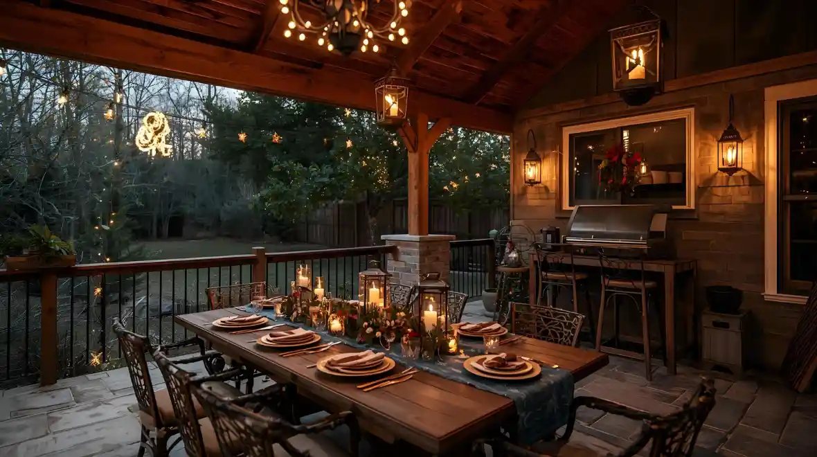 outdoor christmas decoration ideas and festive table centerpiece